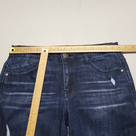 Democracy Jeans Ab Solution Womens Size 8 Distressed Tummy Panel Pockets Blue - Picture 10 of 16